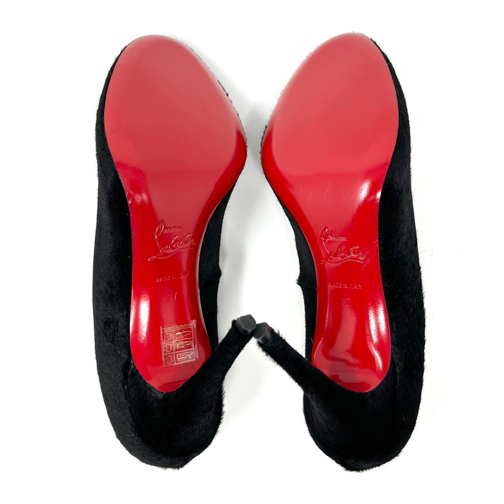 NEW Christian Louboutin Fifi Pony Hair High Heels Shoes Pumps Black Simple 37 7 - Picture 9 of 11